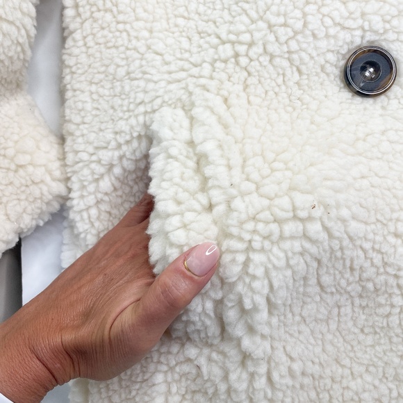 MANGO MNG Faux Sherling Double Breasted Oversized Teddy Jacket US Size XXXS NWOT - Picture 3 of 13